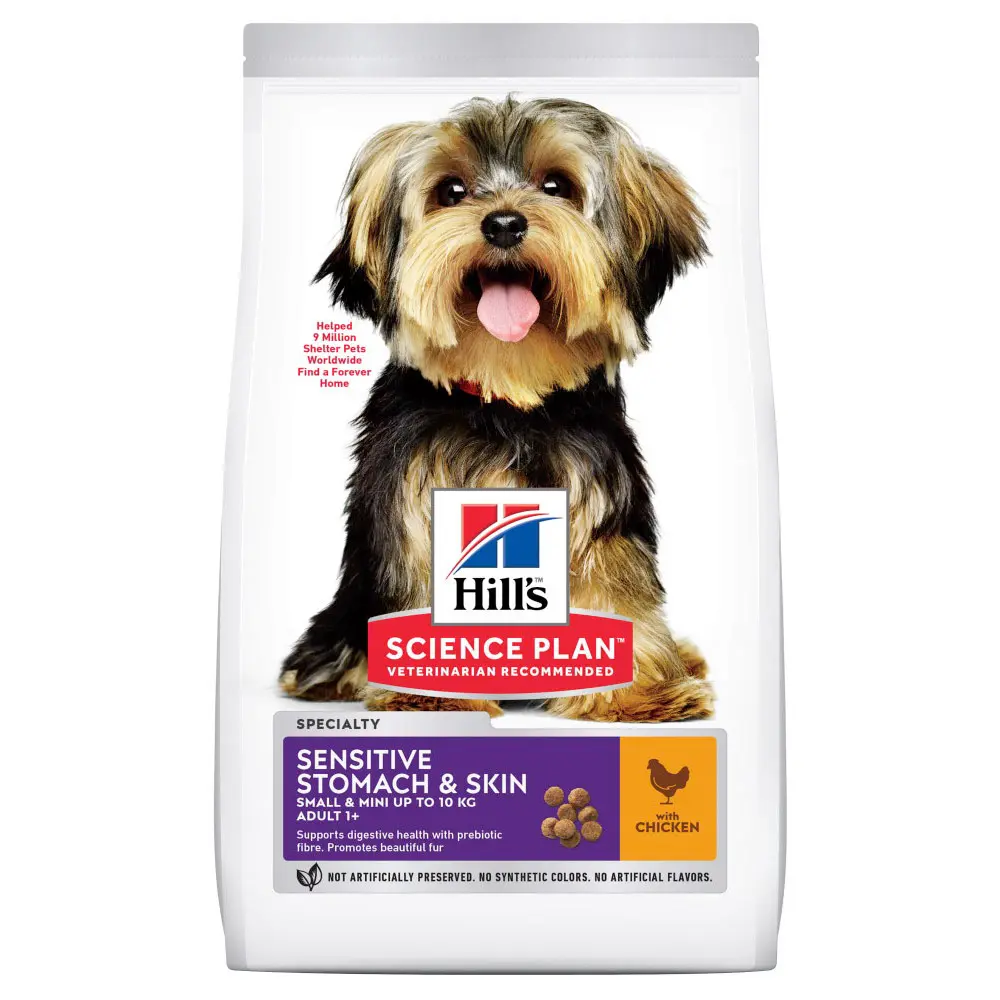 Hills SP CANINE ADULT S&M SENS STOM&SKIN CHK, hrana uscata pentru caini adulti de talie mica si mini, cu pui 6 KG