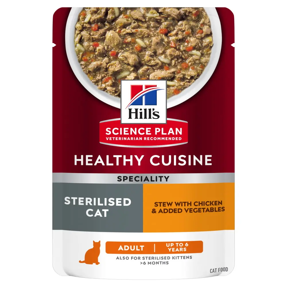 Hills SP FELINE ADULT STERILISED CHK & VG STEW 12x80 G (PLICURI)