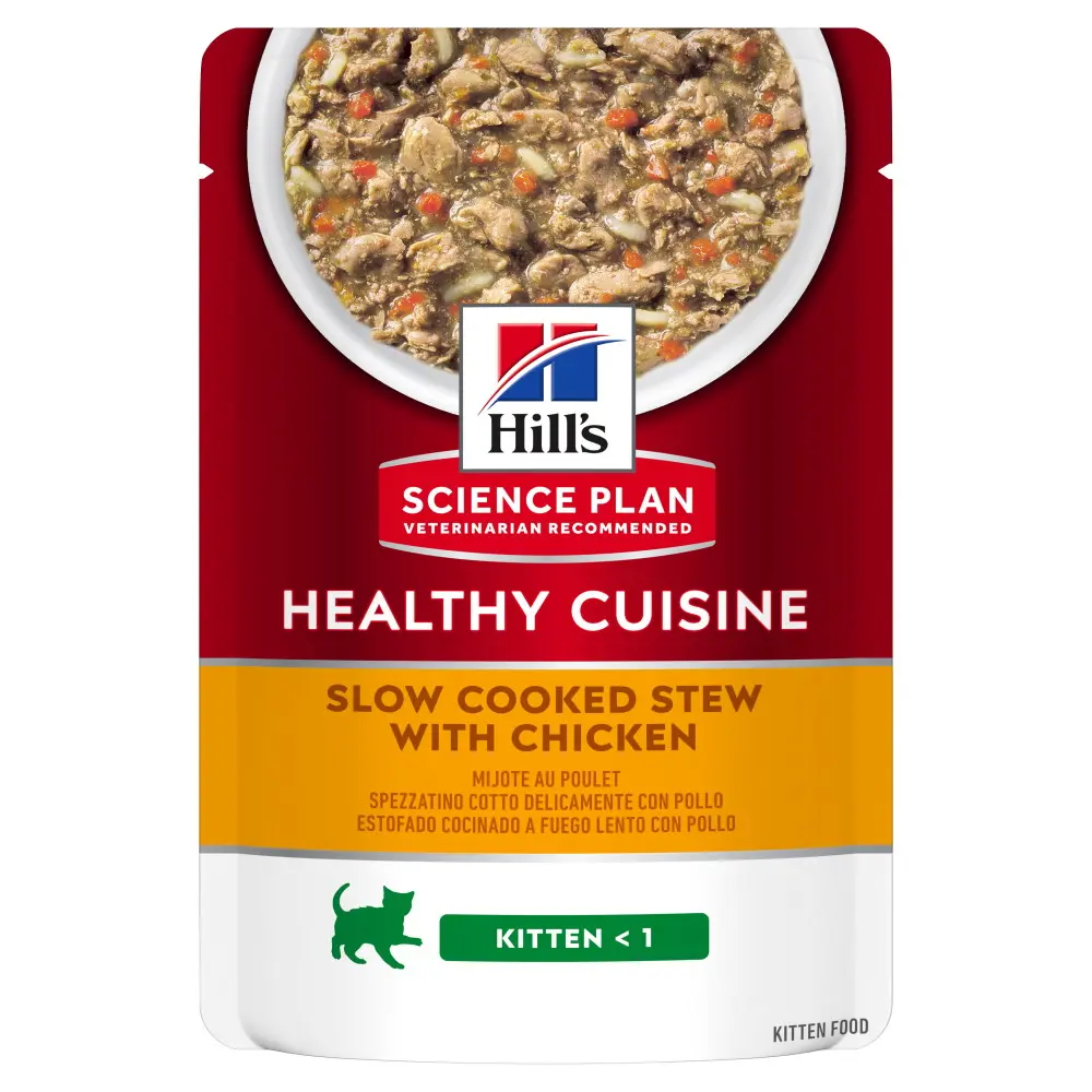 Hills SP FELINE KITTEN CHK & VG STEW, hrana umeda pentru pisici junior, 12x80 G (PLICURI)