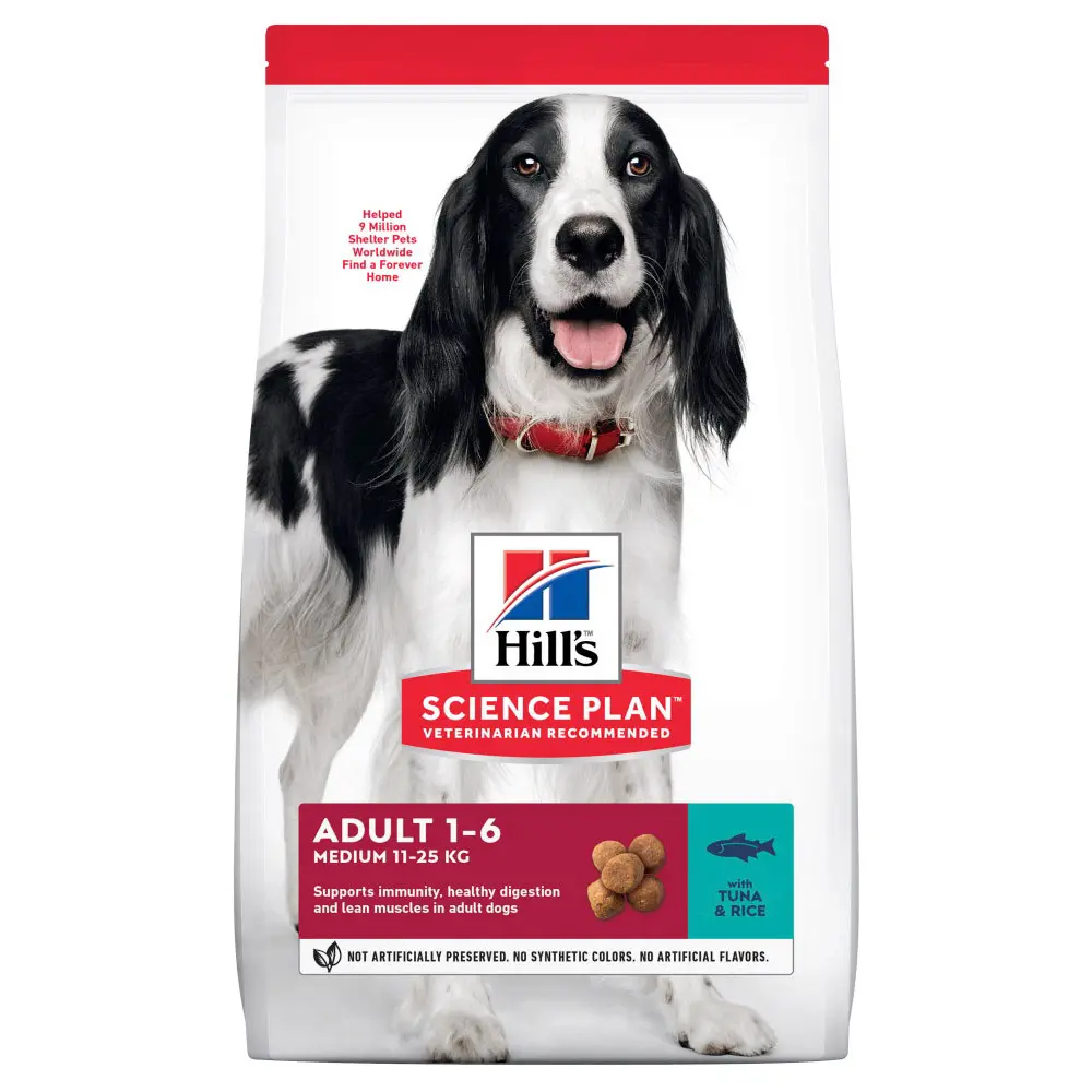 Hills SP CANINE ADULT MED T&R, hrana uscata pentru caini adulti de talie medie, cu ton si orez, 2.5 KG