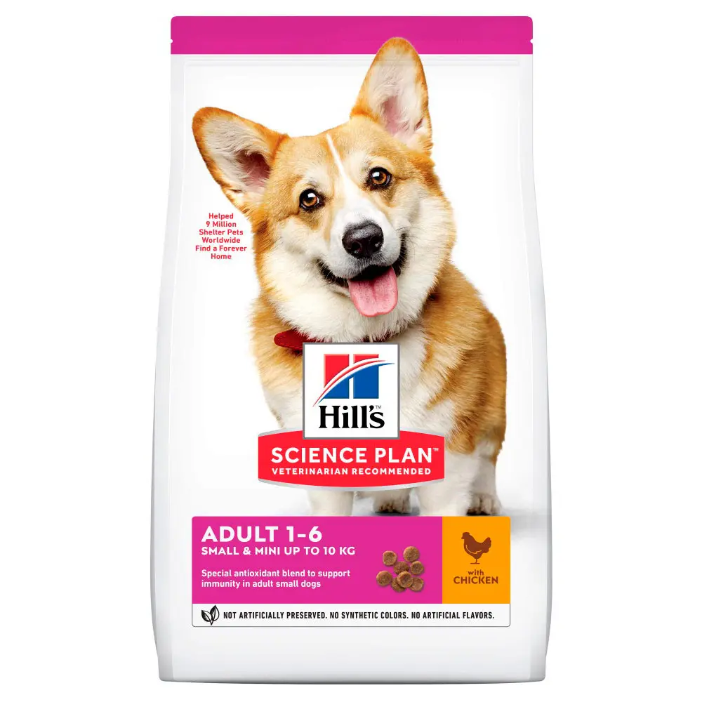 Hills SP CANINE ADULT S&M CHK, hrana uscata pentru caini adulti de talie mica si mini, cu pui, 1.5 KG