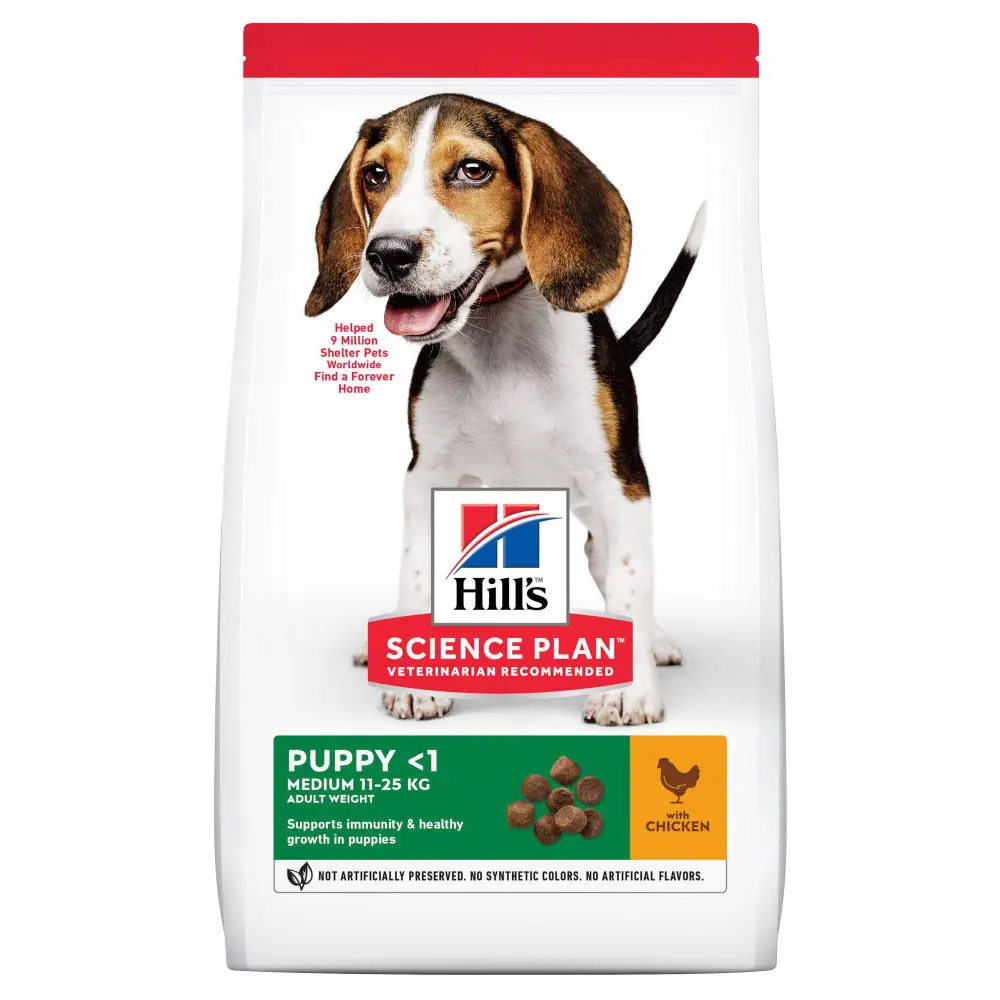 Hills SP CANINE PUPPY MED CHK, hrana uscata pentru caini juniori de talie medie, cu pui, 2.5 KG