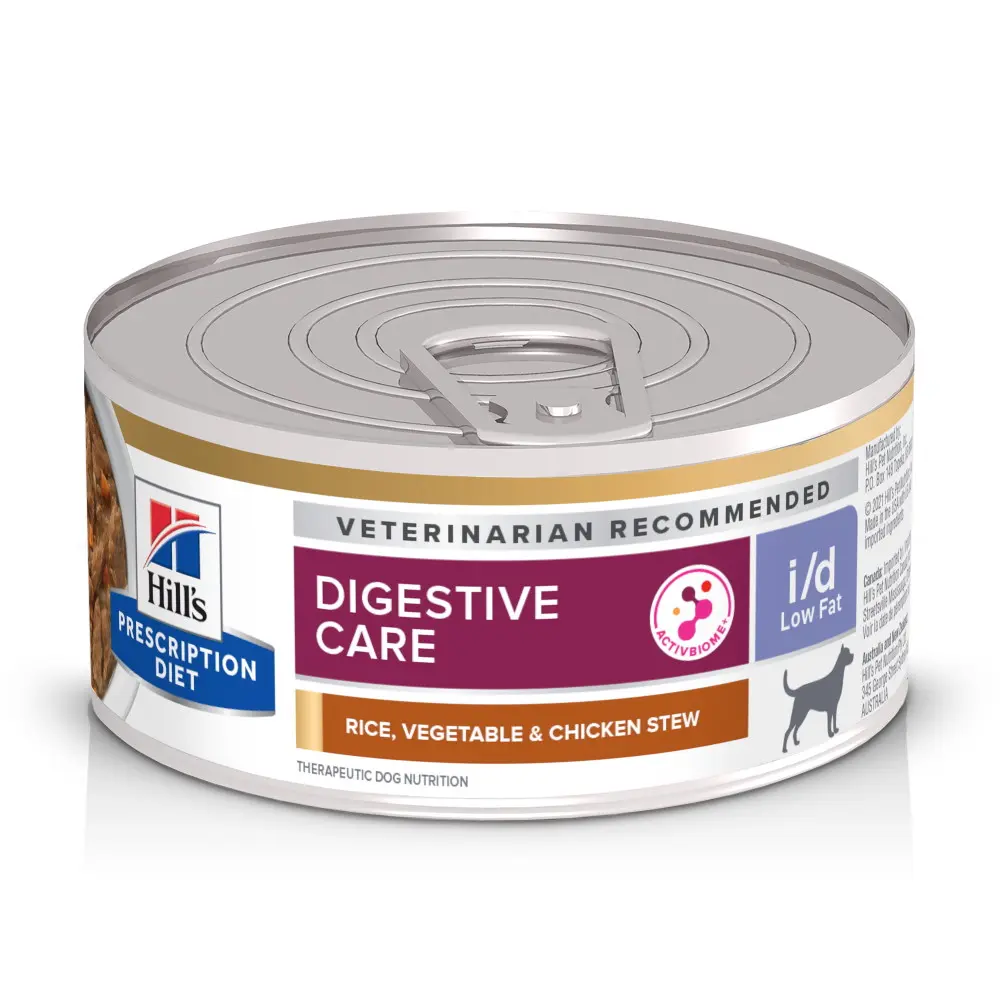Hills PD CANINE I/D LOW FAT CHK & VG STEW 156 G, EXPIRA 30.11.2026