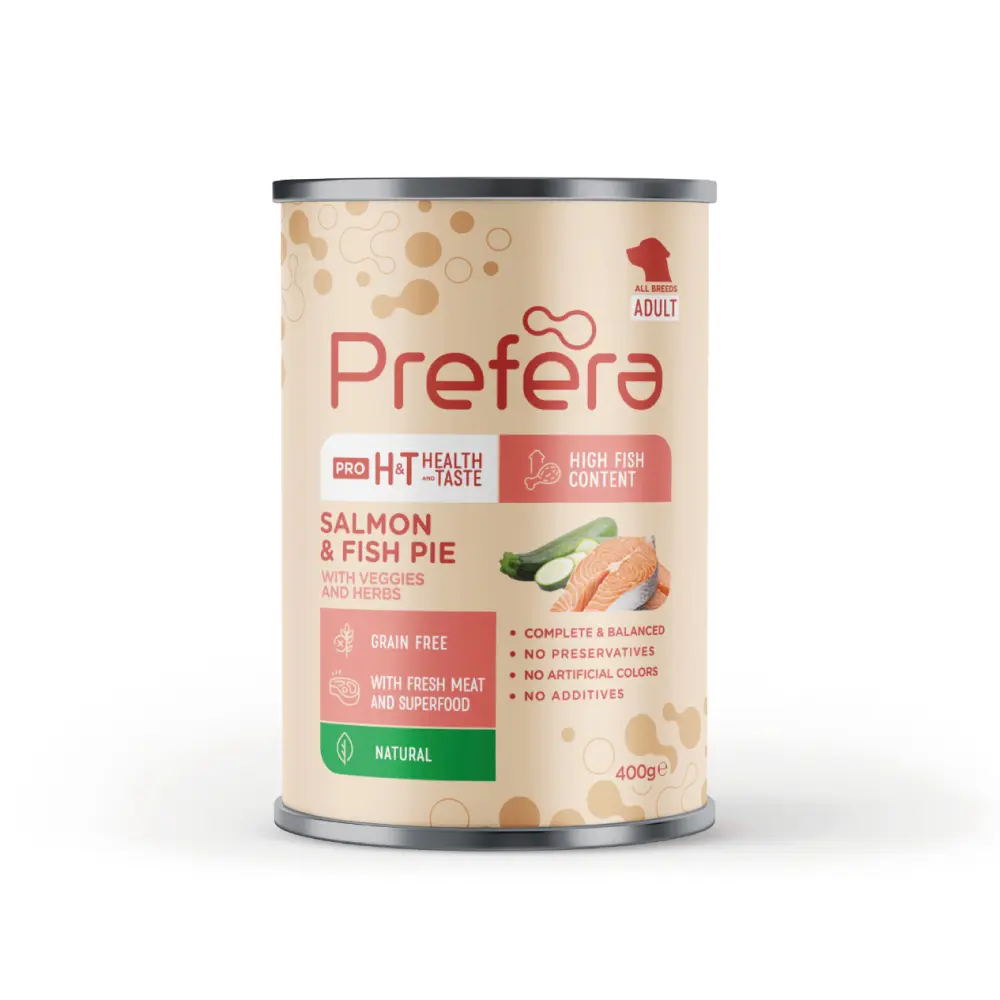 Prefera Coarse pate with salmon, zucchini, sweet potatoe and herbs 400 gr