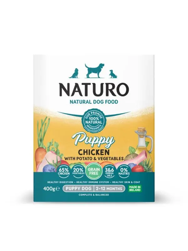 Caserola Naturo Puppy cu Carne de Pui, Orez si Legume 400g