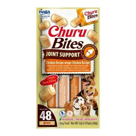 Churu Bites Joint Support Recompense cu Pui si Somon pentru Caini, 4 X 12 gr