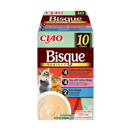Ciao Churu Bisque Variety cu Ton, Pui si Vita, Ton si Somon 10 Buc