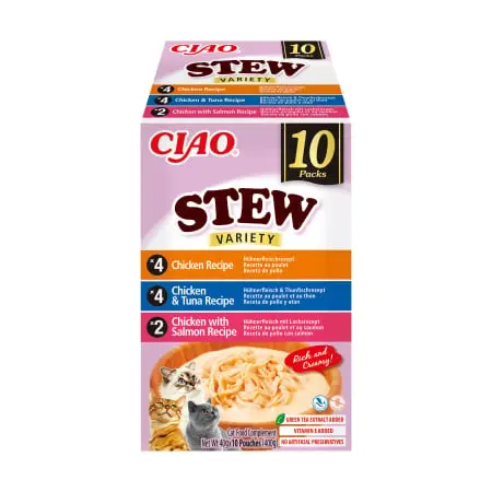Ciao Churu Stew Variety cu Pui, Pui si Ton, Pui si Somon 10 Buc