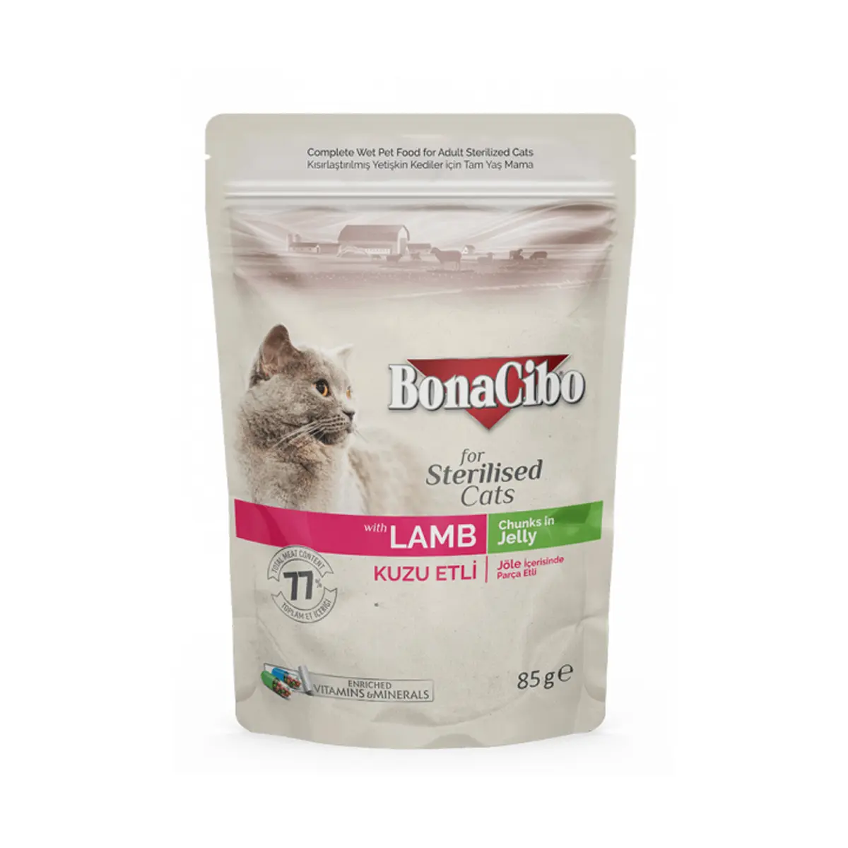 BonaCibo Adult Pisica Sterilizata Miel Plic, 85 gr