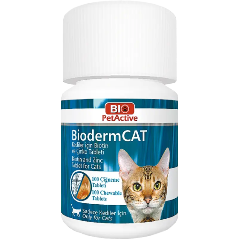 Bio PetActive Biodermcat, supliment pentru pisici: 100 tablete, biotina si zinc