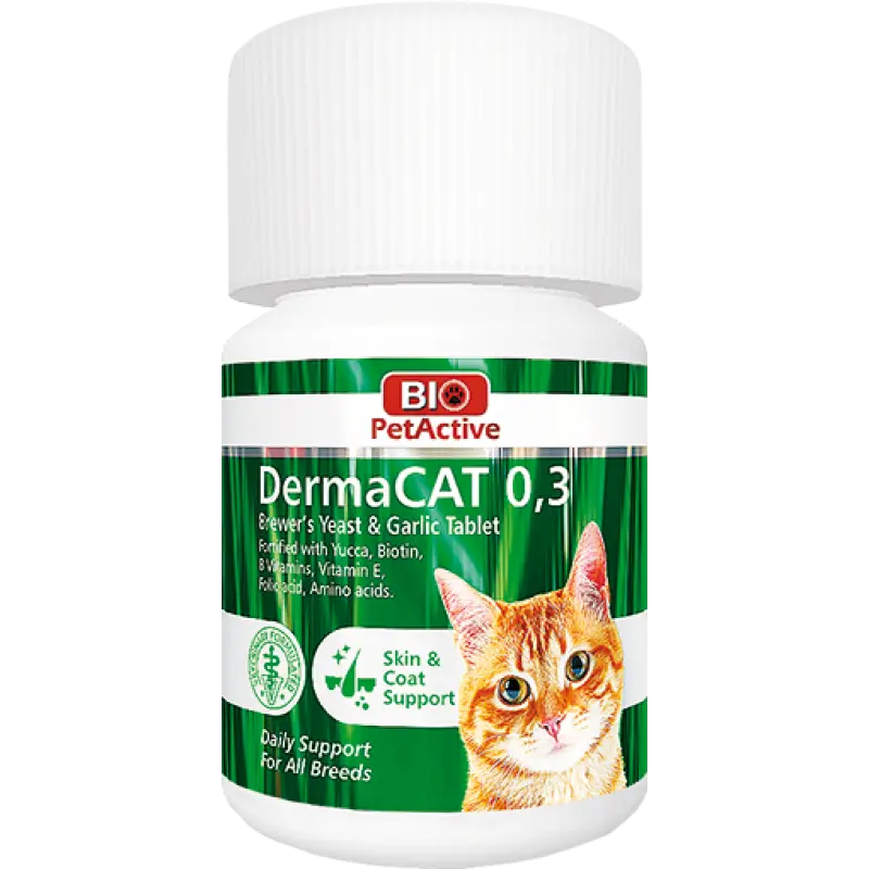 Bio PetActive DermaCAT 0.3: 75 tablete, supliment pentru piele si blana