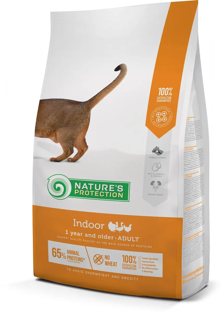 Nature's Protection Indoor, carne de pasare, hrana uscata premium pentru pisici adulte de apartament, 400 g