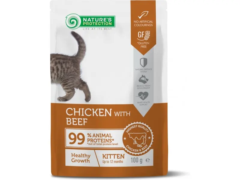 Nature's Protection Kitten, pui si vita, hrana umeda pentru puii de pisica, 100 g