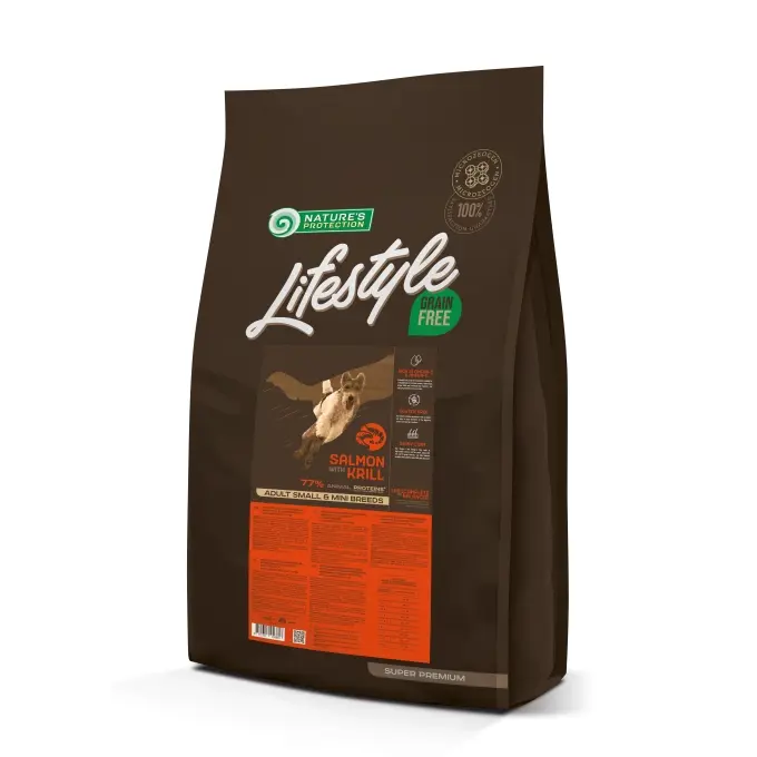Nature s Protection Lifestyle Grain Adult Small and Mini Breeds cu Somon si Krill