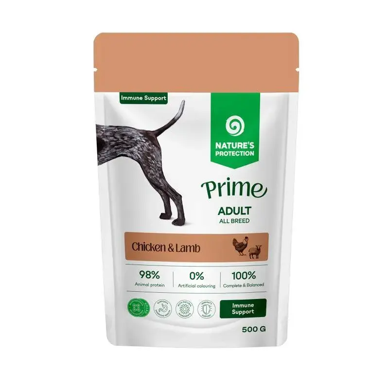 Nature s Protection Prime Dog Adult cu Pui si Miel in Sos 500 Gr