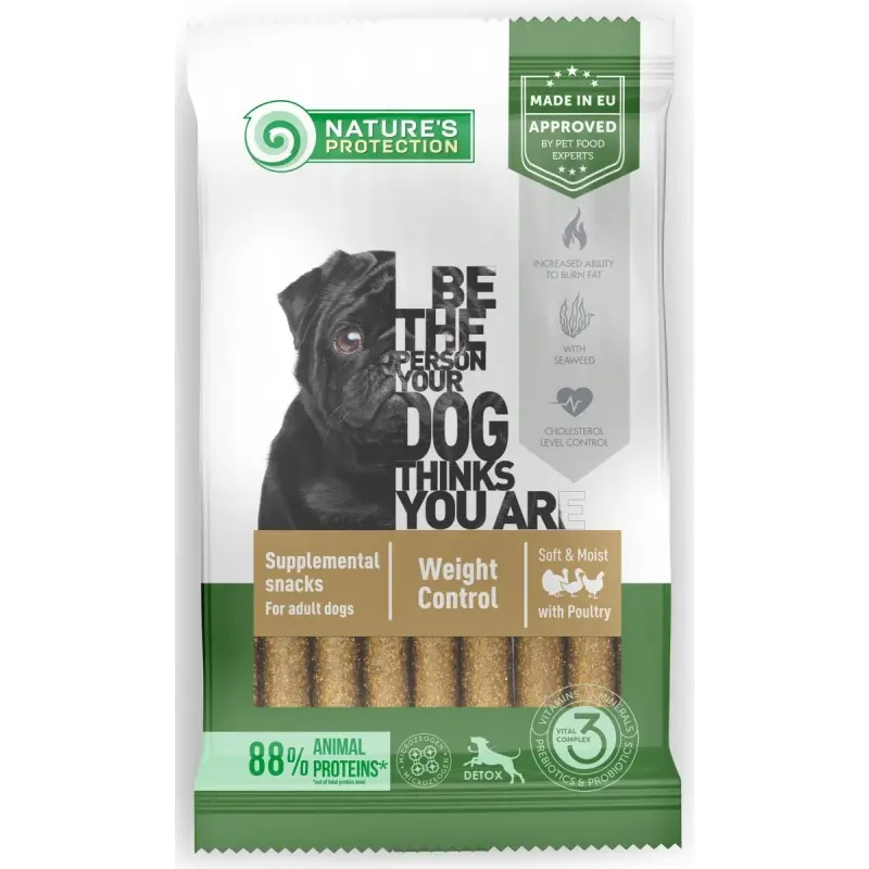 Nature's Protection Snack Weight Control, pui, recompense pentru caini adulti, 110 g