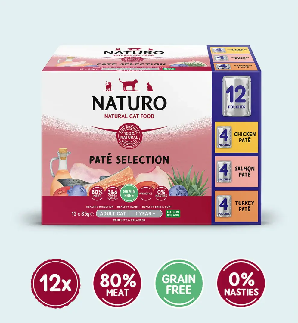 Naturo Cat Adult Pate Selection cu Pui, Somon si Curcan 12x85 Gr