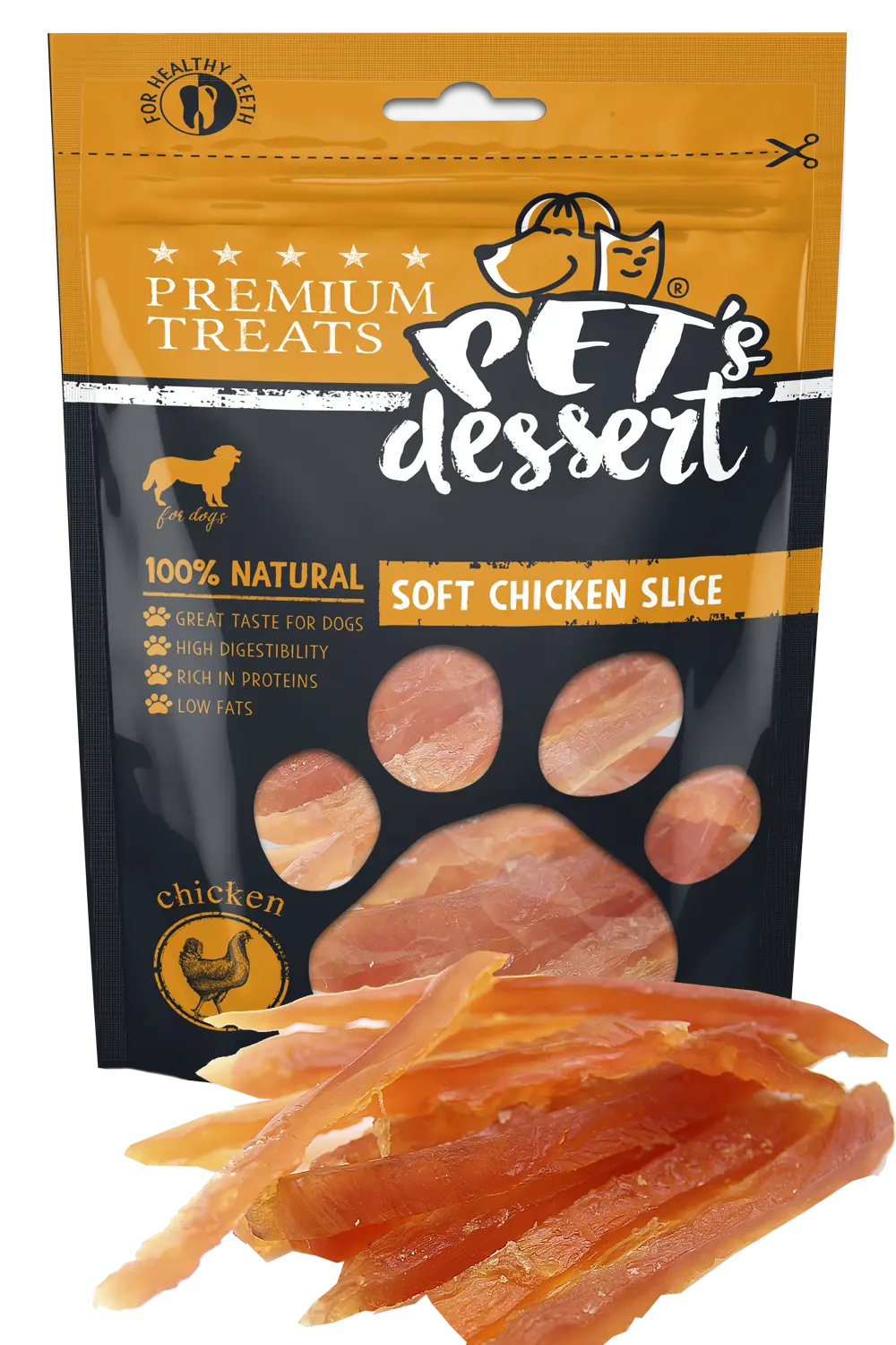 Recompnese pentru caini, Pet s Dessert Dog Soft Chicken Slice 80g LSC-02