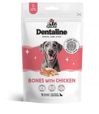 Pet s Dessert Dentaline Sticks pentru Igiena Dentara Oase cu Pui