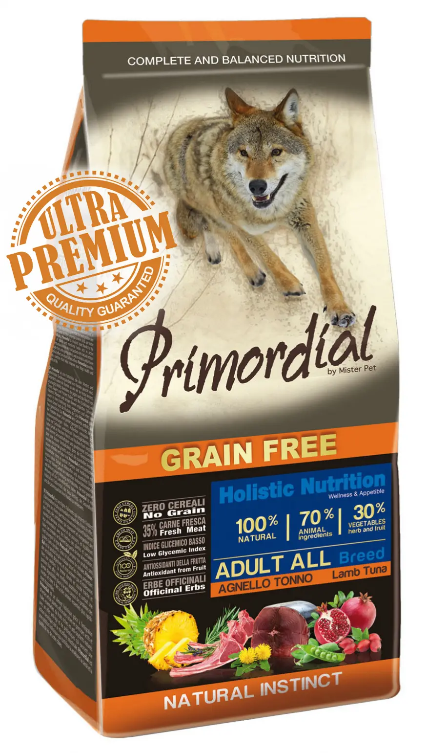 Primordial Grain-Free Holistic Dog Adult TunaLamb 12kg