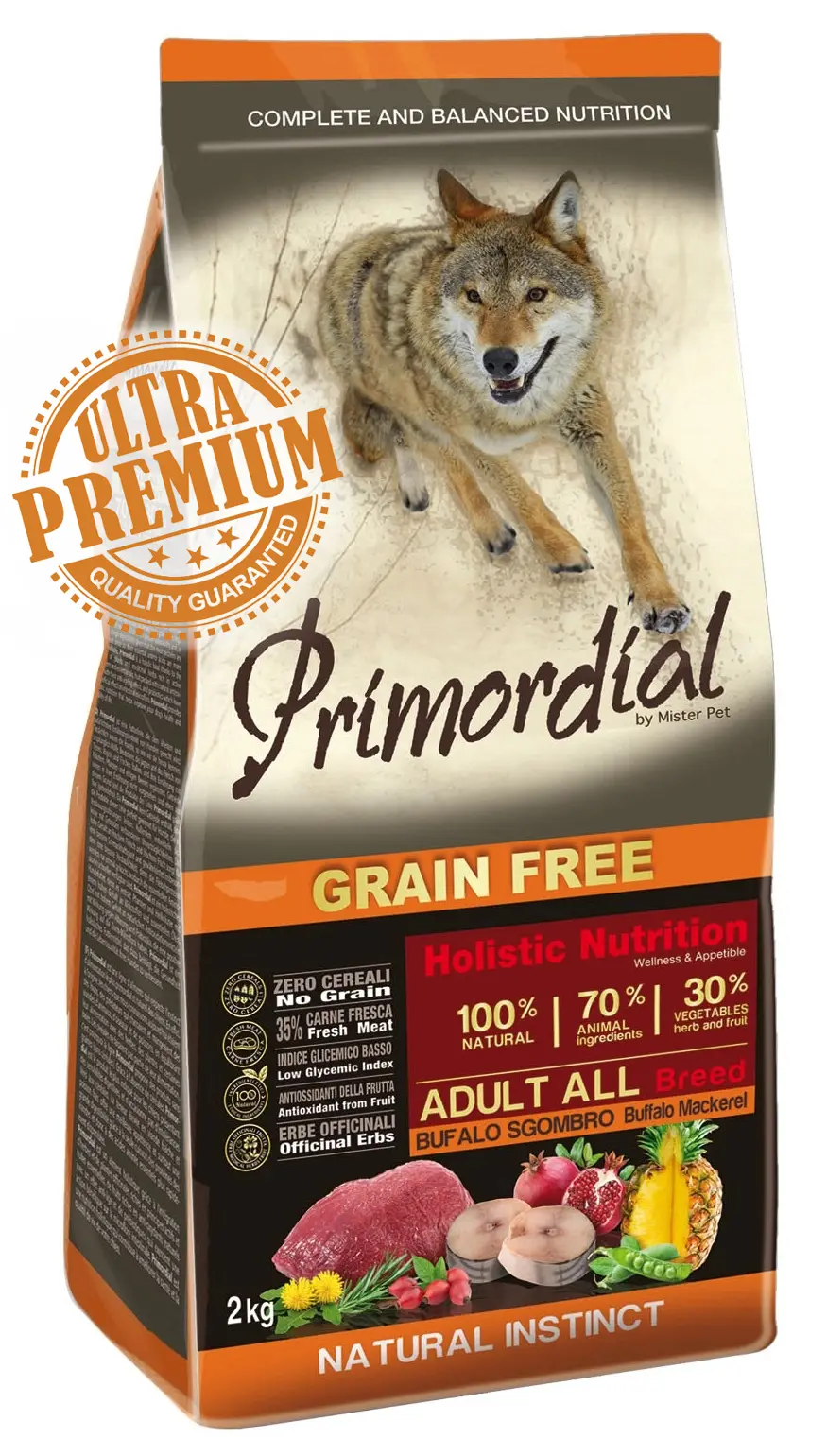 Primordial Grain-Free Holistic Dog Adult BuffaloMackerel 12kg