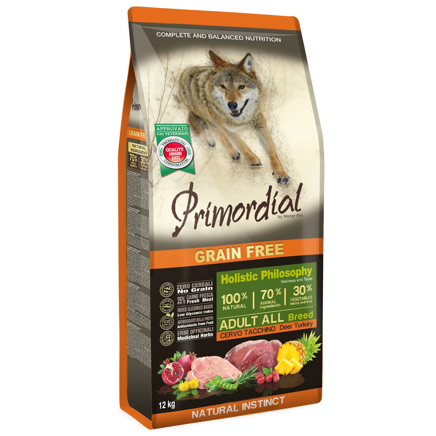Primordial Grain-Free Holistic Dog Adult cu Carne de Caprioara si Curcan