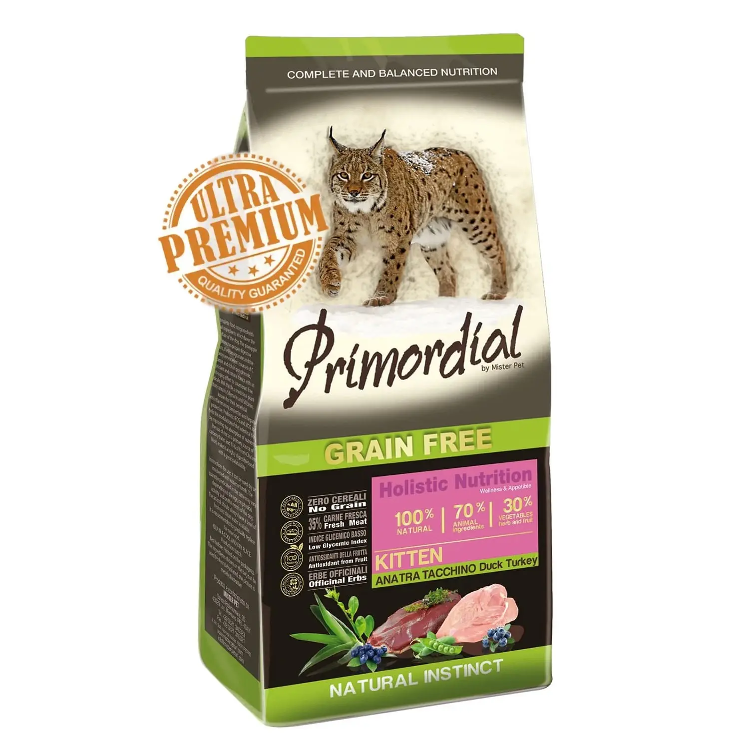 Primordial Grain-Free Holistic Kitten cu Rata si Curcan, 400 gr