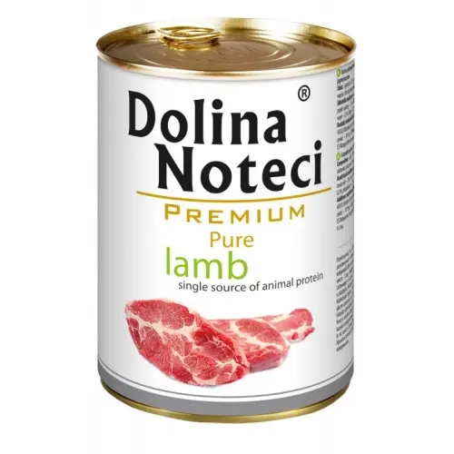 Hrana umeda pentru caini Dolina Noteci Premium Pure cu miel 400 g
