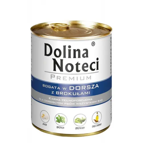 Hrana umeda pentru caini Dolina Noteci cu broccoli si cod 800 g