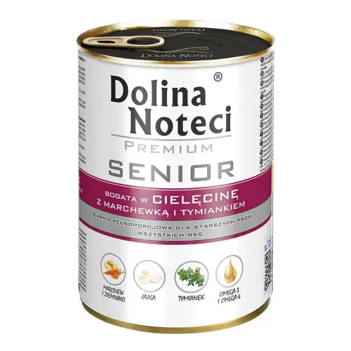 Hrana umeda pentru caini Dolina Noteci Senior cu vitel si morcov 400 g
