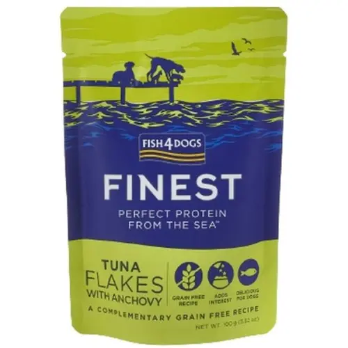 Hrana umeda pentru caini Fish4Dogs Finest Plic pentru caini, cu buc??i de Ton ?i An?oa 100 gr