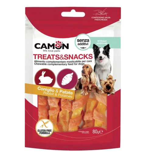 Recompense pentru caini Camon Iepure si Cartof Dulce 80 gr