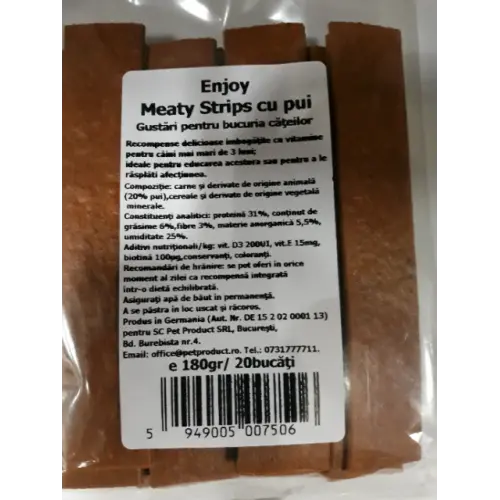 Recompensa pentru caini Enjoy Meaty Strips cu pui 20buc