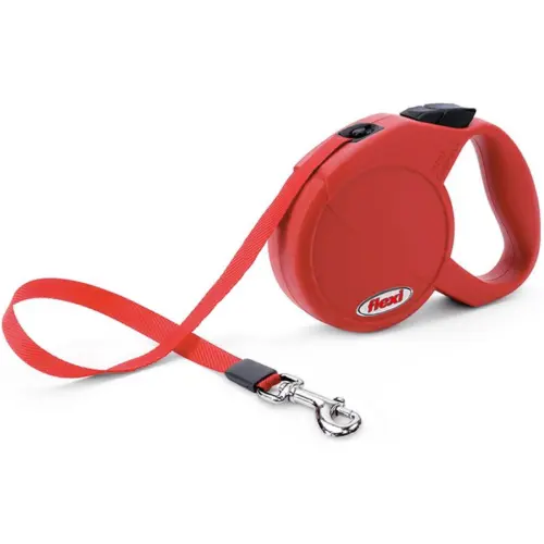 Lesa retractabila, rosie, lungime 8 m, pentru caini cu greutate de pana la 12 kg, compatibila cu Led si Multibox