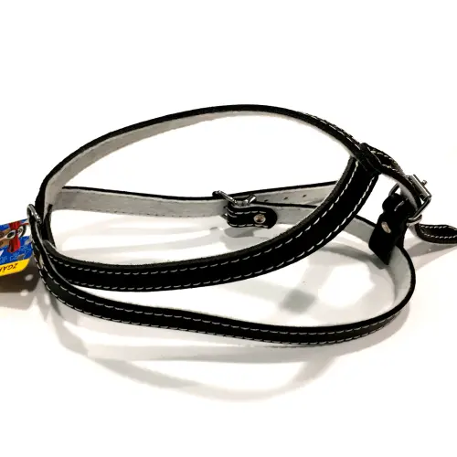 Ham ajustabil din piele, negru, prevazut cu catarama, 420/530-590 mm x 16 mm