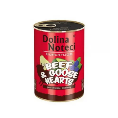 Hrana umeda pentru caini Dolina Noteci Superfood Vita/Inimi gasca 400 gr