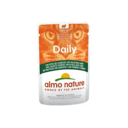 Hrana umeda pentru pisici Almo Nature Daily Plic Vitel si miel 70 gr
