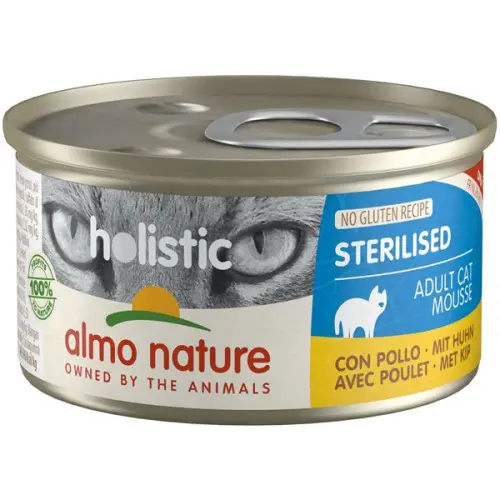 Hrana umeda pentru pisici Almo Nature Holistic Conserva Sterilized Pui, Set 6 X 85 gr