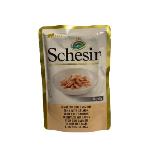 Hrana umeda pentru pisici Schesir cu ton si somon 85 g