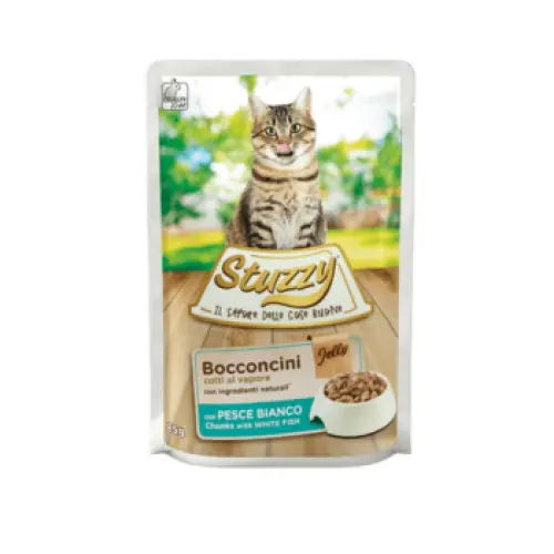 Hrana umeda pentru pisici Stuzzy Bucati de Peste alb in sos 85 gr