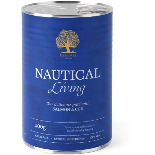 Hrana umeda pentru caini Conserva Essential Nautical Living cu Somon si Cod 400g