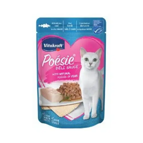 Hrana umeda pentru pisici Vitakraft Poesie Plic Cod in sos 85 g