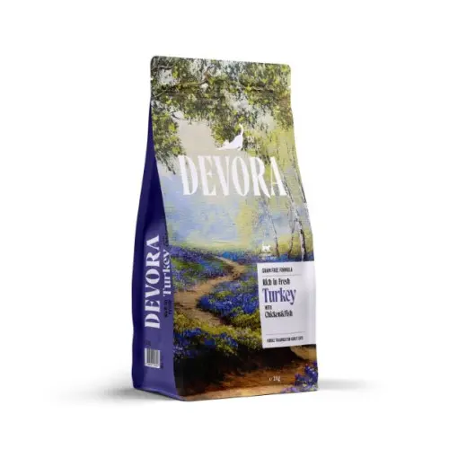 Hrana uscata pentru pisici Devora Sterilized Grain Free cu carne alba si cartofi dulci 2 kg