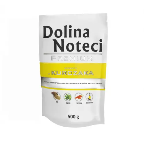 Hrana umeda pentru caini Dolina Noteci Premium cu pui 500 g