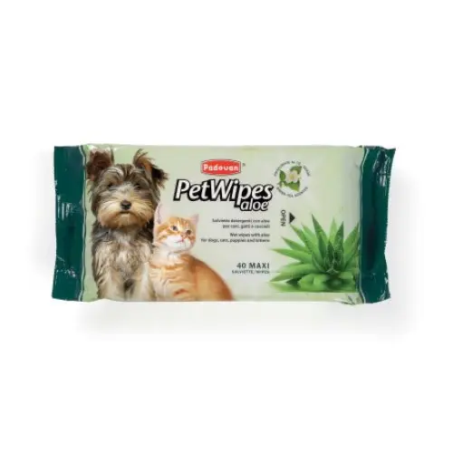 Servetele umede pentru caini si pisici Padovan cu aloe 40 bucati