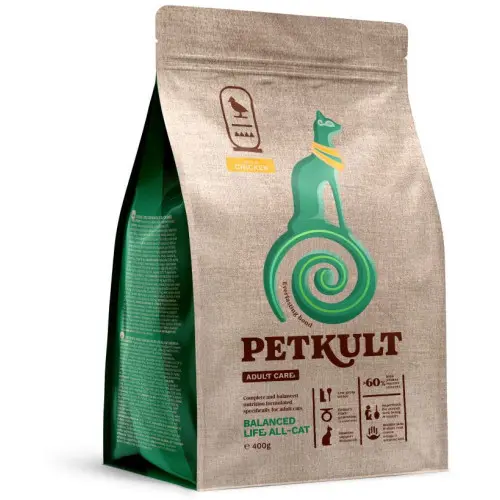 Hrana uscata Petkult Adult Care Balanced Life All-Cat pentru pisici cu Pui 400gr