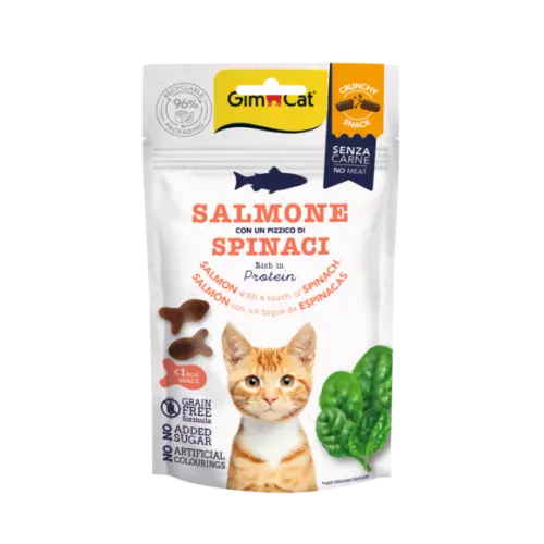 Recompense pentru pisici Gimcat Crunchy somon si spanac 50 g