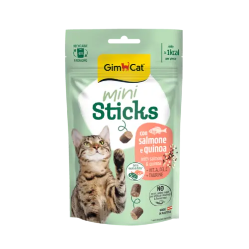 Recompense Gimcat Mini Sticks cu somon si quinoua 50 g