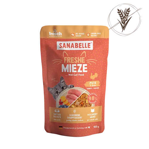 Hrana umeda pentru pisici Sanabelle plic Curcan si Pui 100 gr