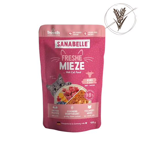 Hrana umeda pentru pisici Sanabelle plic Vita si Pui 100 gr